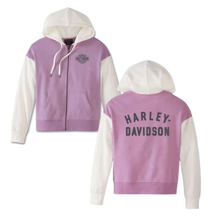 Women's Special Racer Front Zip Front Hoodie - Colorblocked - Lavender Herb - L
