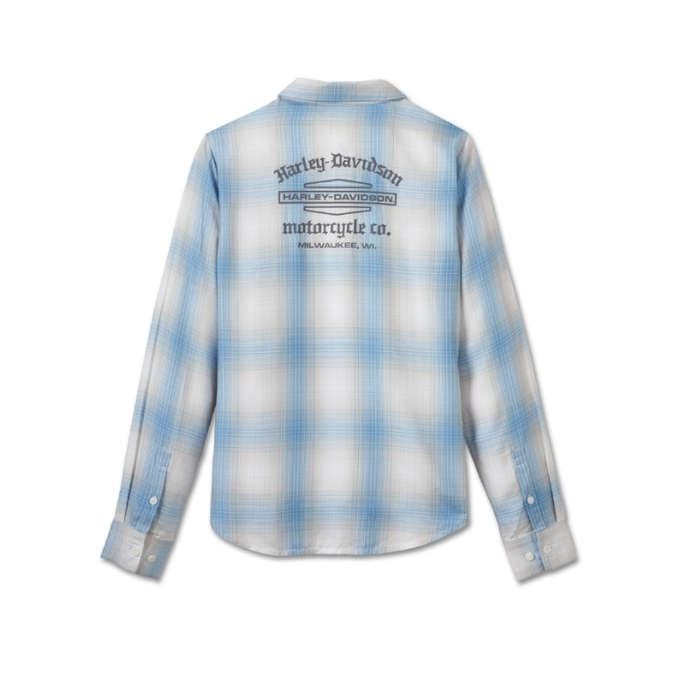 Women's Stacked Bar & Shield Long Sleeve Viscose Shirt - L