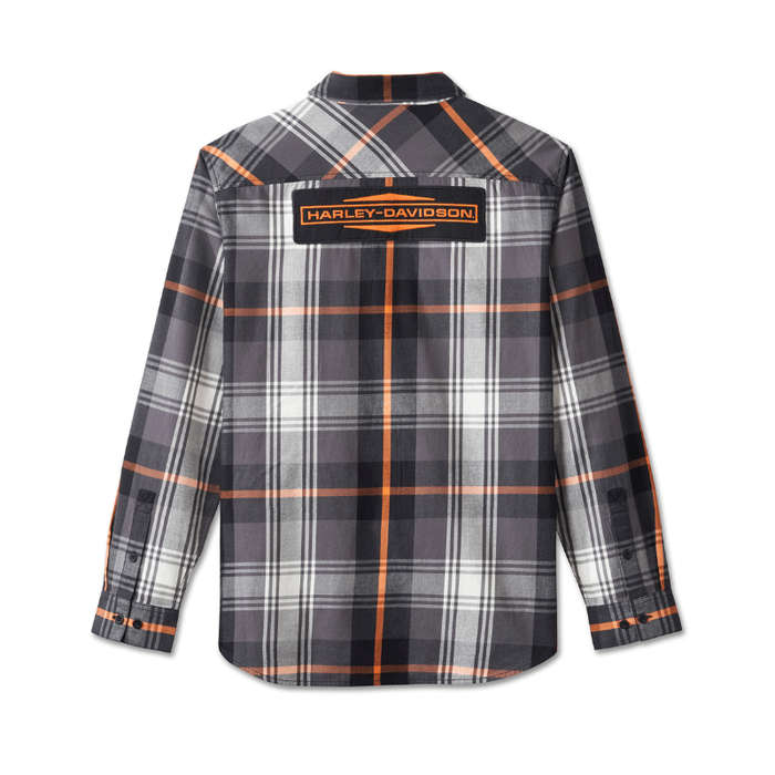 Men's Stacked Bar & Shield Long Sleeve Plaid Shirt - 2XL