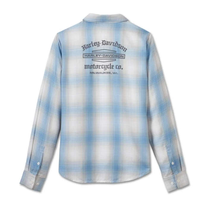 Women's Stacked Bar & Shield Long Sleeve Viscose Shirt - L