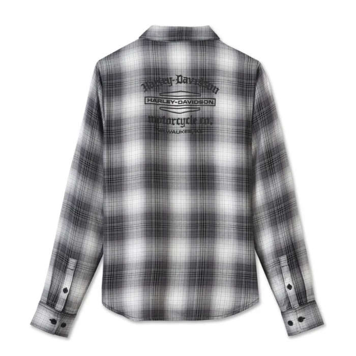 Women's Stacked Bar & Shield Long Sleeve Viscose Shirt - XL