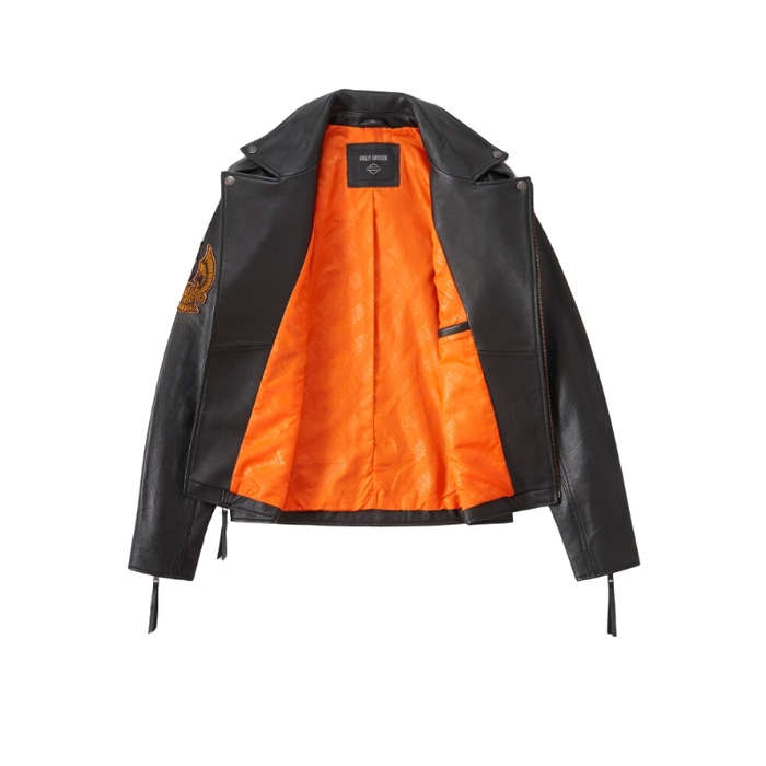 Men's Burning Eagle Leather Jacket - S