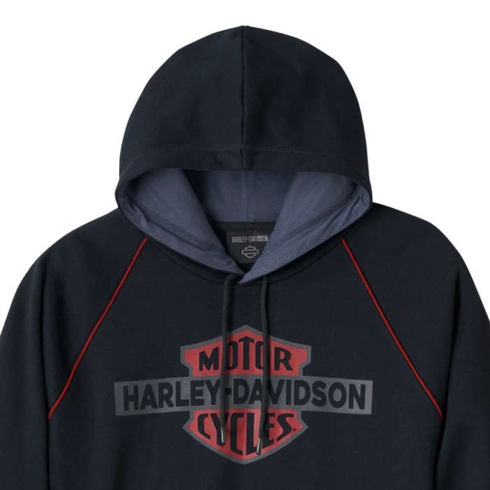 Men's Bar & Shield Contrast Pullover Hoodie - colourblock - 3XL