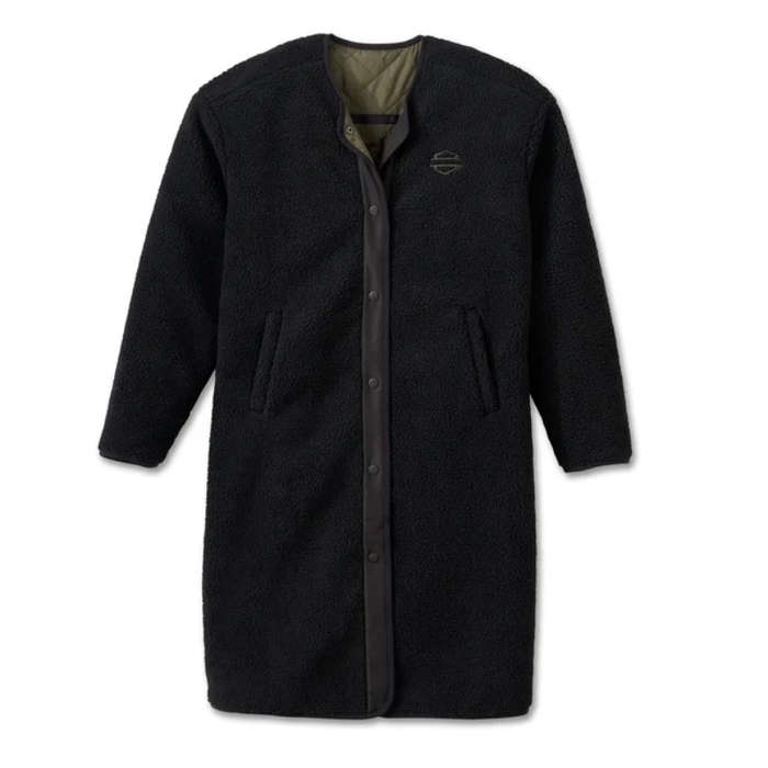 Women's Reversible Quilted Sherpa Coat - L