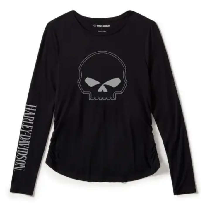 Womens Willie G Skull Long Sleeve Raglan Top - XS