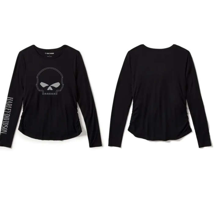 Womens Willie G Skull Long Sleeve Raglan Top - XS