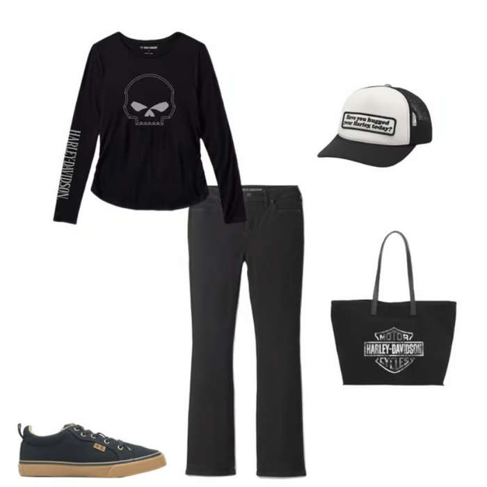 Womens Willie G Skull Long Sleeve Raglan Top - XL