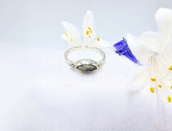 Labradorite Diamond Ring Dots (925)