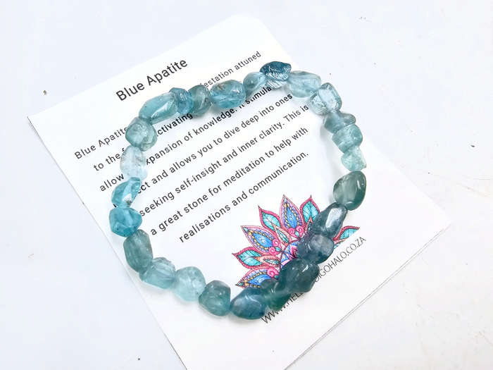 Light Blue Apatite Gemstone Nugget Bangle