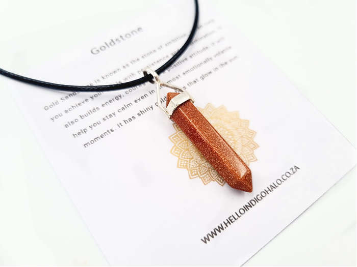 Goldstone Crystal Point Necklace (925 Silver)