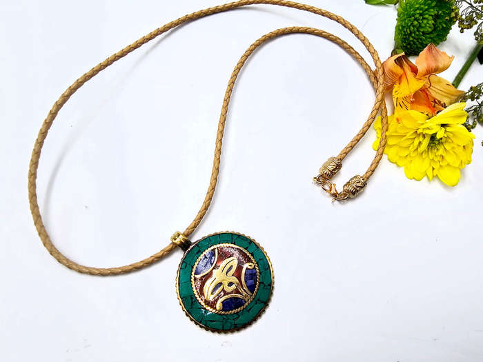 Tibetan Necklace Buddha Eyes Detailed