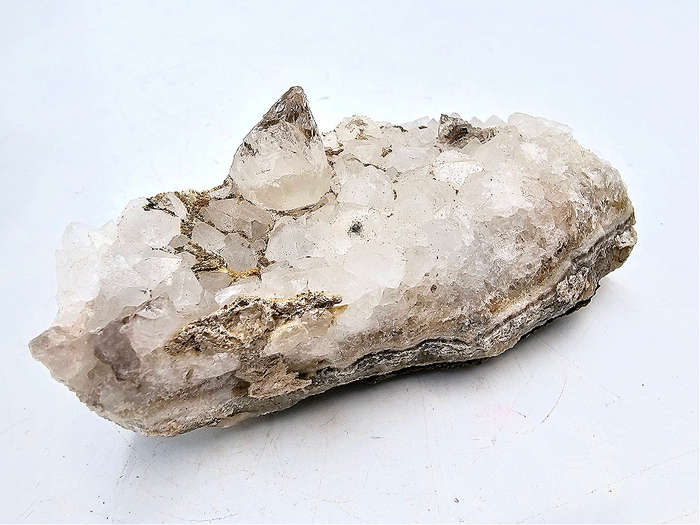Dogtooth Calcite on Drusy Quartz Cluster B (180g)