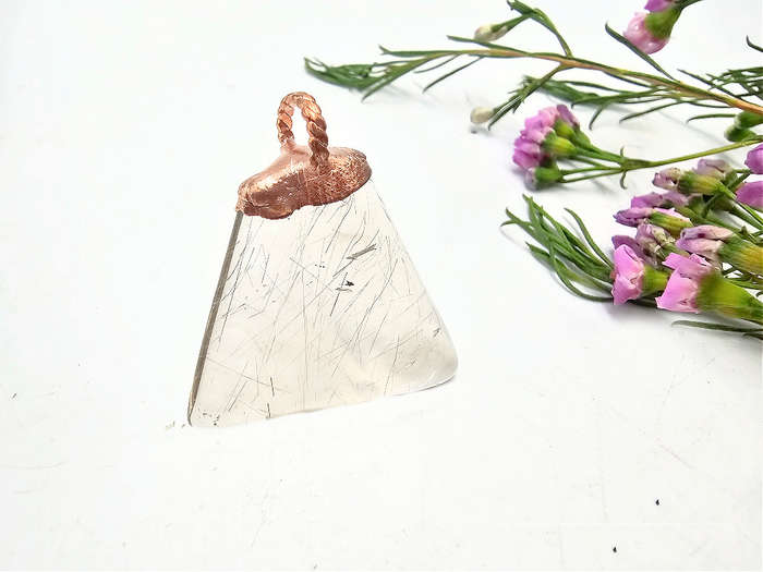 Rutilated Quartz Copper Pendant