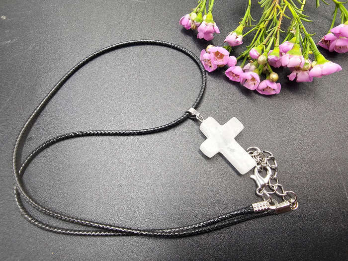 Snow Quartz Cross Necklace