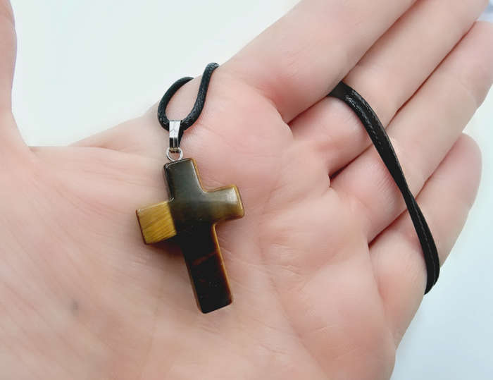 Tigers Eye Cross Necklace