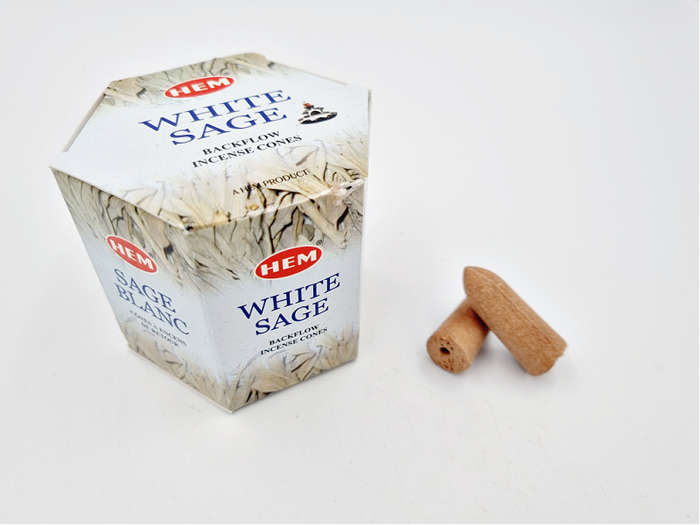 HEM Backflow Incense Cones White Sage (Pack Of 40)