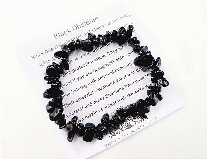 Black Obsidian Chips Bangle
