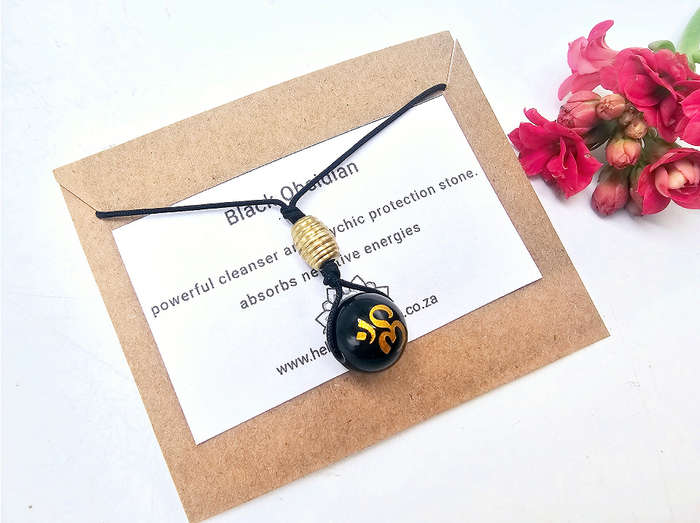 Black Obsidian Om Choker Necklace (10mm)