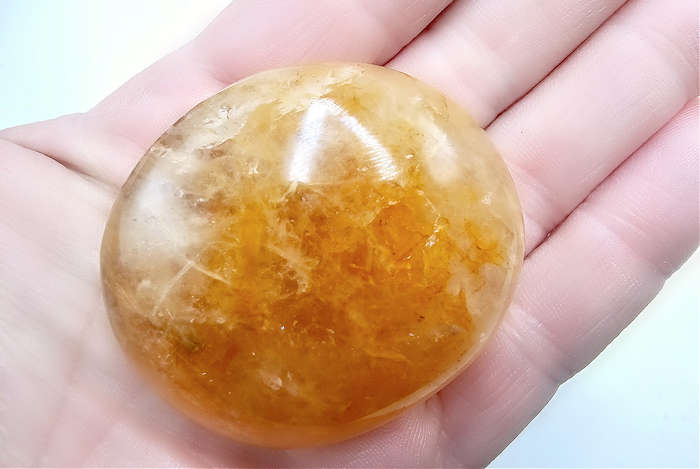 Hematoid Quartz Palm Stone (Golden Healer) F (72g)