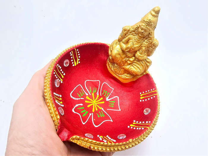Laksmi Clay Diya Lamp Large  12cm (Single)