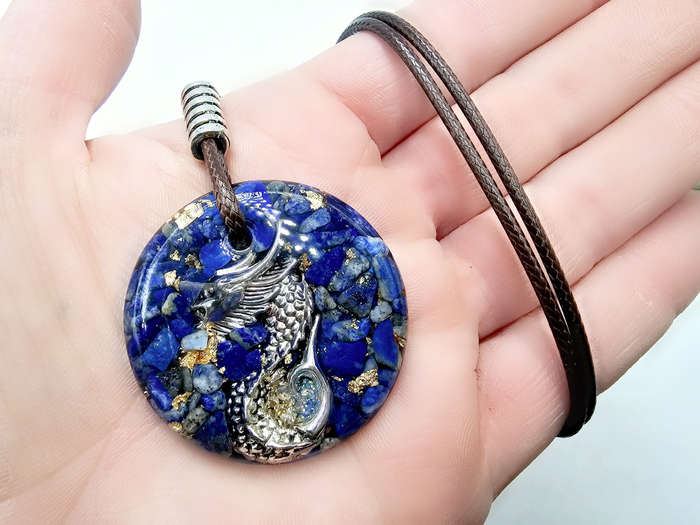 Orgonite Dragon Lapis Lazuli Necklace