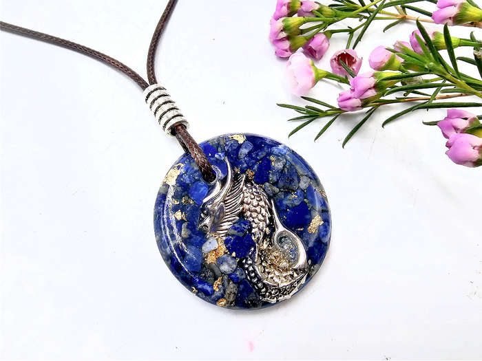 Orgonite Dragon Lapis Lazuli Necklace