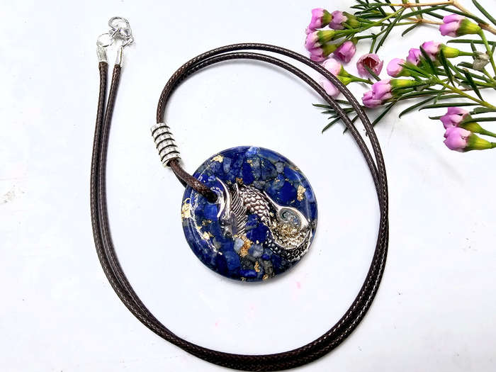 Orgonite Dragon Lapis Lazuli Necklace