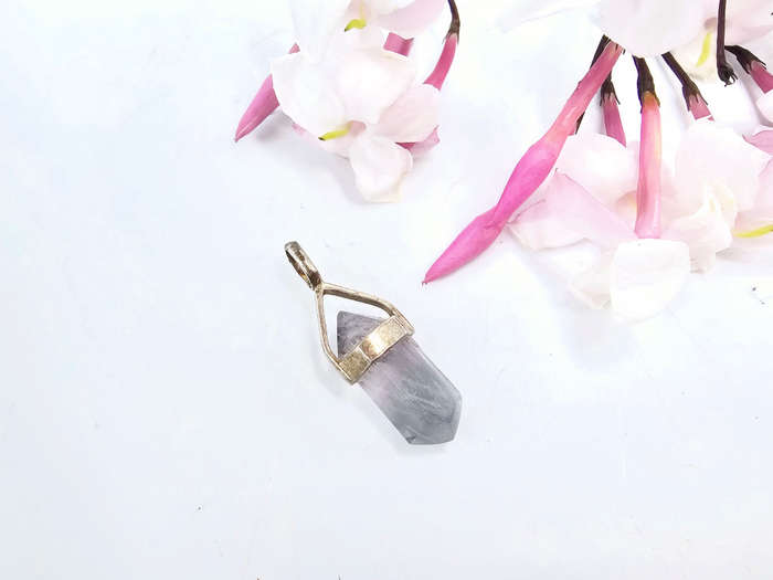 Rainbow Fluorite Crystal Necklace Mini (925 Silver)