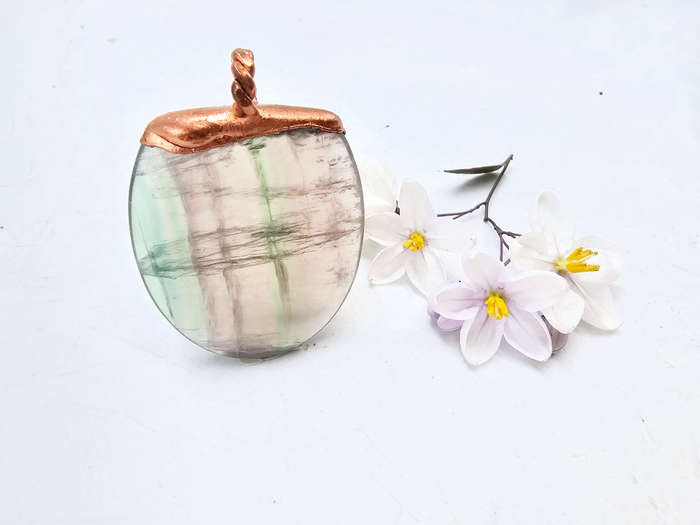 Rainbow Fluorite Polished Copper Pendant