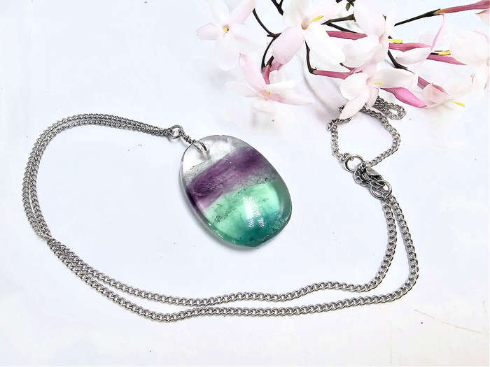Rainbow  Fluorite Necklace (A)