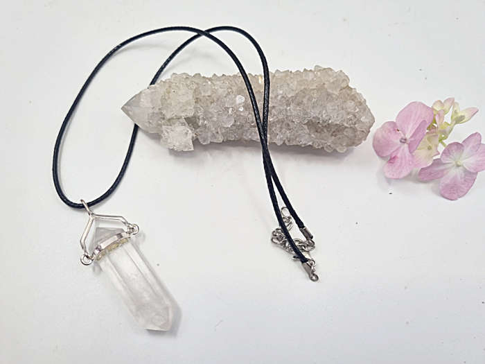 Clear Quartz Point Necklace Swivel