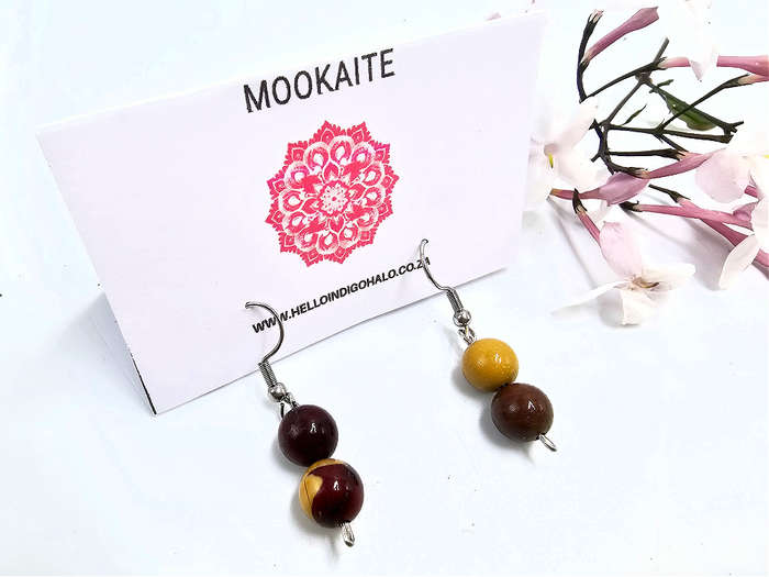 Mookaite Beaded Dangle Earrings