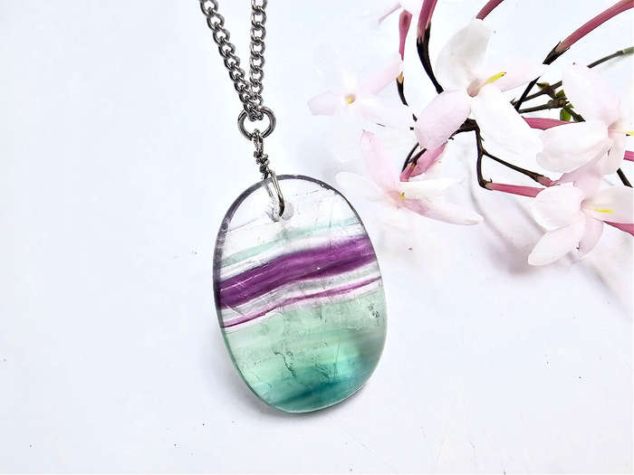 Rainbow  Fluorite Necklace (A)