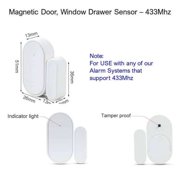 Magnetic Sensor Door Window I Indoor 433MHZ | Add-on to Smart Alarm System
