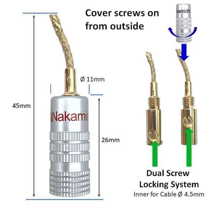 Nakamichi Speaker Connector Flex Braid Gold Plated - Pair
