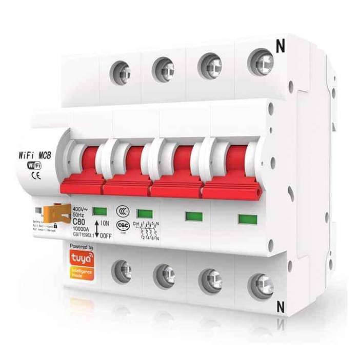 Smart Switch Circuit Breaker 4 Pole MCB 63A, Isolator, 3Phase 380VAC | WiFi Tuya Smart Life