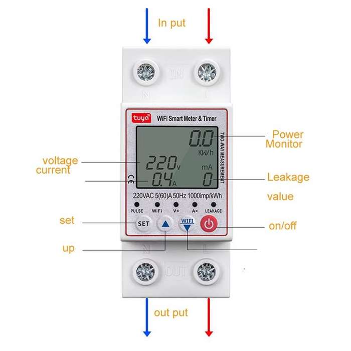 Smart Switch + Energy Monitor Power Consumption | 63A, 230VAC | WiFi Tuya Smart Life