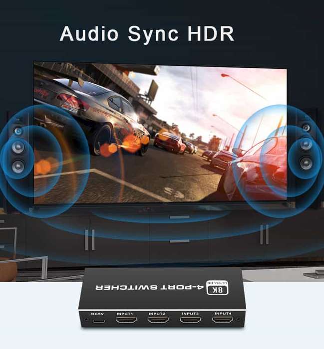 8K HDMI Switcher, HDCP2.3, 4Port, HDMI2.1, 4IN 1OUT, Best Spec