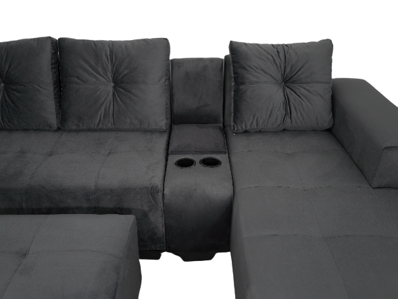 Chelsea Corner Couch - Grey Velvet - Right Hand