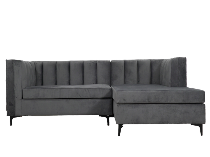 Emily Corner Sofa - Grey Velvet - Right hand