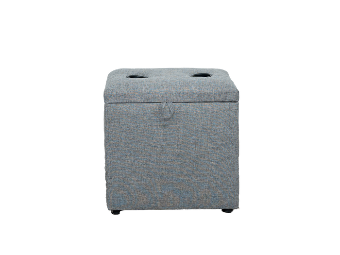Thomas Square Cupholder Ottoman - Storage - Grey