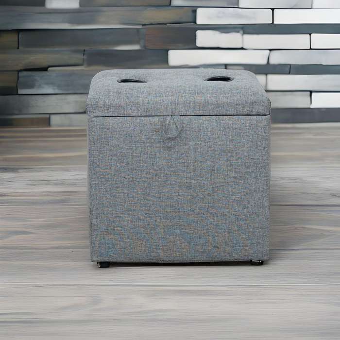 Thomas Square Cupholder Ottoman - Storage - Grey