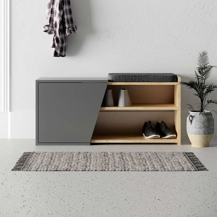 Fiona Bench - Sapphire Oak-Anthracite