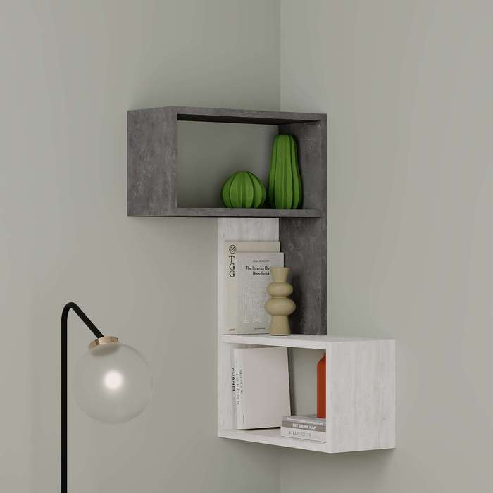 Part Corner Shelf Retro Grey - Ancient White