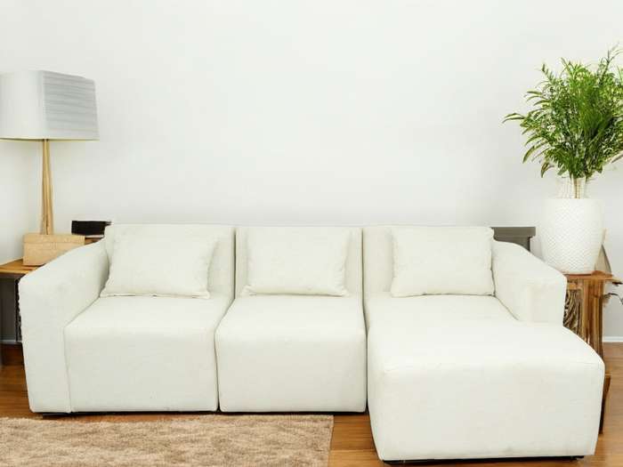 Modular 3 Seater Sofa - White Teddy Fleece- Right Hand