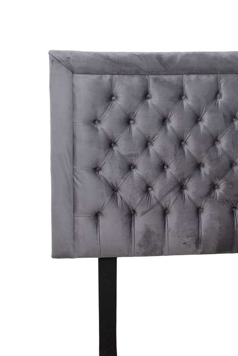Nadine Headboard - Queen/Double - Covered Button - Grey Velvet