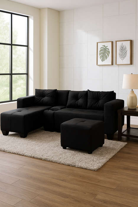 Chelsea Corner Sofa - Black - Left Hand