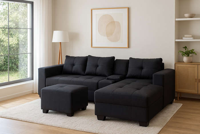 Chelsea Corner Sofa - Black - Right Hand