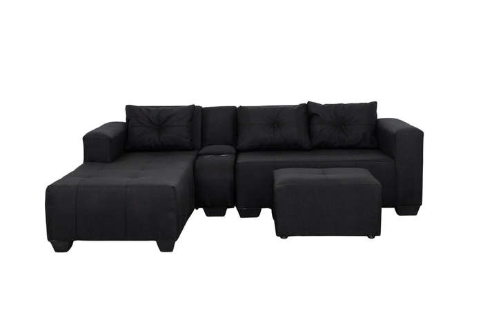 Chelsea Corner Sofa - Black - Left Hand