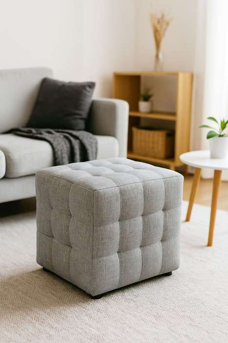 Daniel Studded Ottoman - Non Storage - Grey